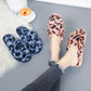 Women’s Fleece Lined Leopard Slippers Soft Indoor Flat Shoes