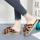 Women’s Fleece Lined Leopard Slippers Soft Indoor Flat Shoes
