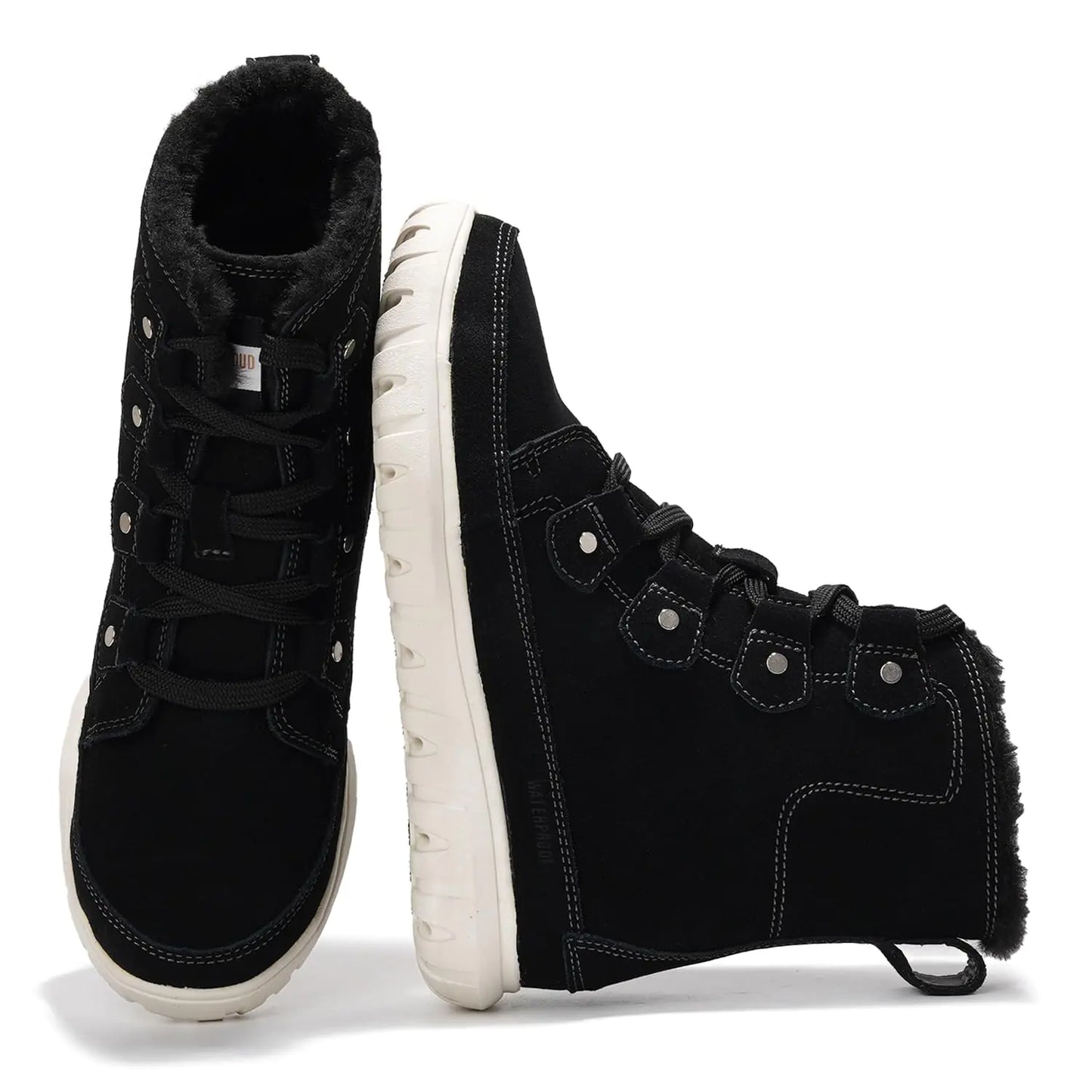 Project Cloud Snow Boots For Women  Suede Waterproof Winter Boots for Women Memory Foam Womens Boots Shoes Women Footwear - Non-Slip Waterproof Boots for Women (Leonora BLK 8)