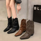 Vintage Studded High Pant Boots French Women&#039;s Boots All-match Western Cowboy Boots Knight Boots Small Boots