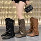 Vintage Studded High Pant Boots French Women&#039;s Boots All-match Western Cowboy Boots Knight Boots Small Boots